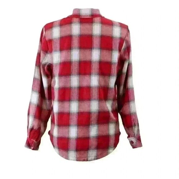 VINTAGE Riders by Lee Red & White Plaid Flannel Fleece Lined Shirt Size Small - Picture 4 of 9